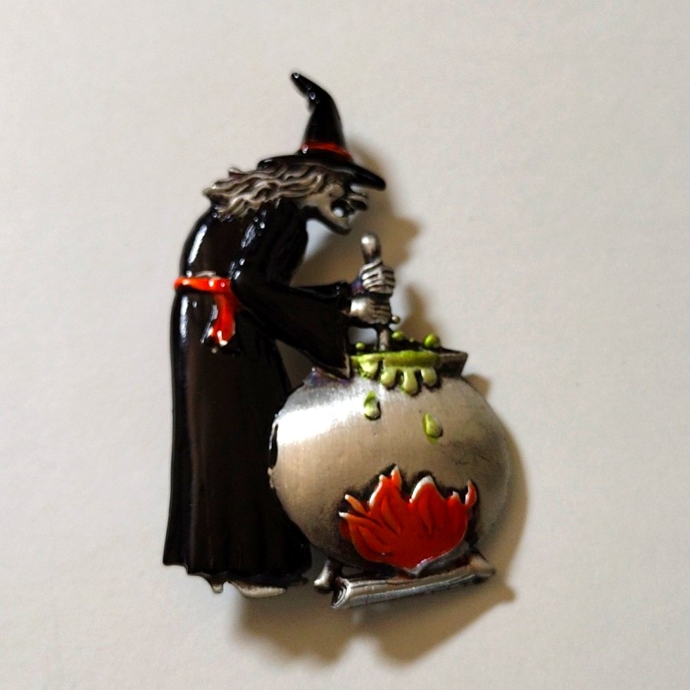 J.J. Halloween Witch And Her Brew Brooch.